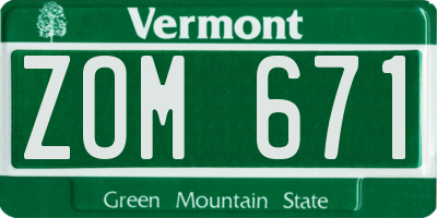 VT license plate ZOM671