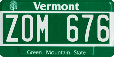 VT license plate ZOM676