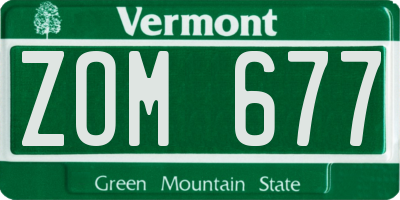 VT license plate ZOM677