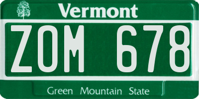 VT license plate ZOM678