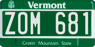 VT license plate ZOM681