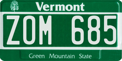 VT license plate ZOM685
