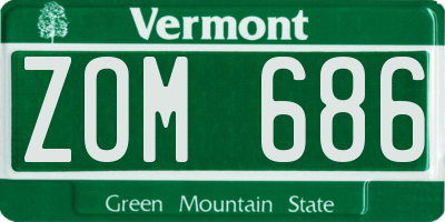 VT license plate ZOM686
