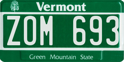 VT license plate ZOM693