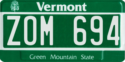 VT license plate ZOM694