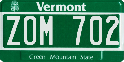 VT license plate ZOM702