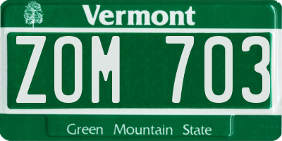 VT license plate ZOM703