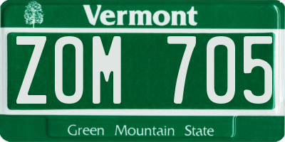 VT license plate ZOM705