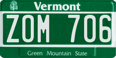 VT license plate ZOM706