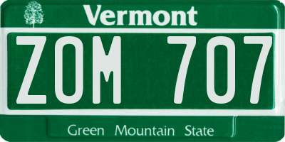 VT license plate ZOM707