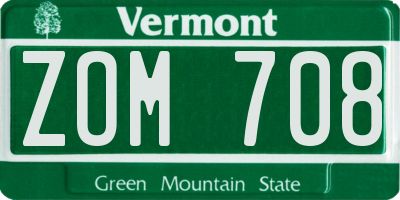 VT license plate ZOM708