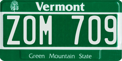 VT license plate ZOM709