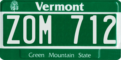 VT license plate ZOM712