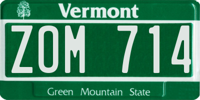 VT license plate ZOM714