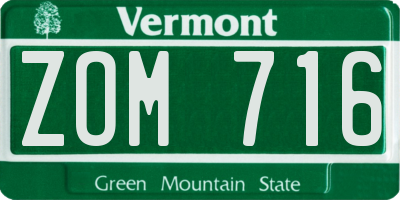 VT license plate ZOM716