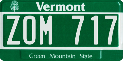 VT license plate ZOM717