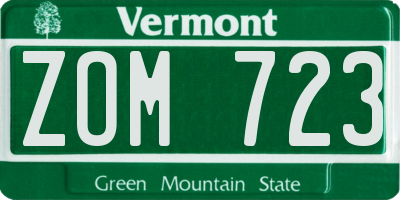 VT license plate ZOM723