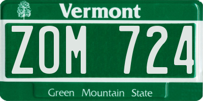 VT license plate ZOM724