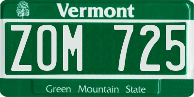 VT license plate ZOM725