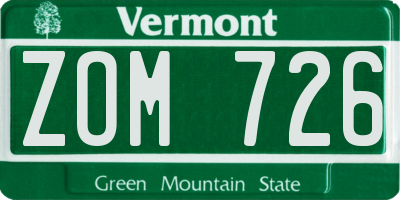VT license plate ZOM726