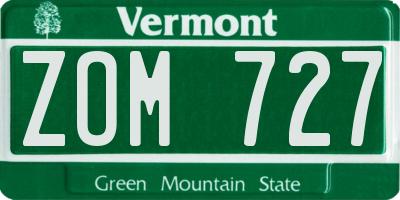 VT license plate ZOM727