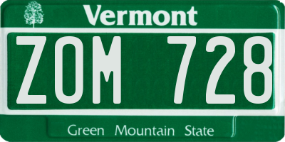VT license plate ZOM728