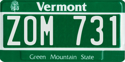 VT license plate ZOM731