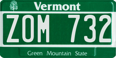VT license plate ZOM732