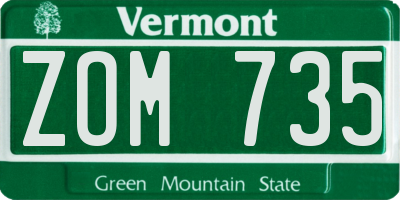 VT license plate ZOM735