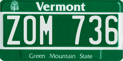 VT license plate ZOM736
