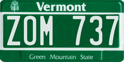 VT license plate ZOM737