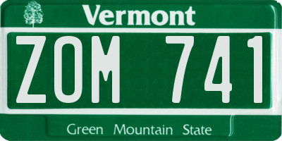 VT license plate ZOM741