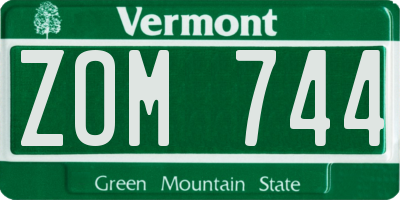 VT license plate ZOM744