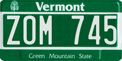 VT license plate ZOM745