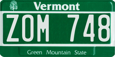 VT license plate ZOM748