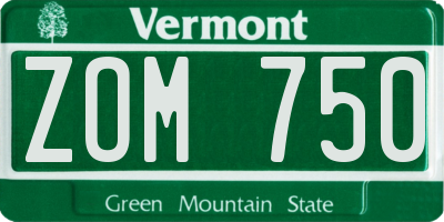 VT license plate ZOM750