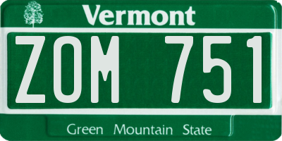 VT license plate ZOM751