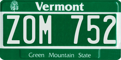 VT license plate ZOM752