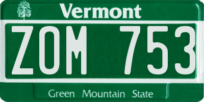 VT license plate ZOM753