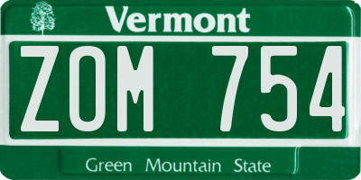 VT license plate ZOM754