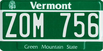 VT license plate ZOM756