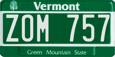 VT license plate ZOM757