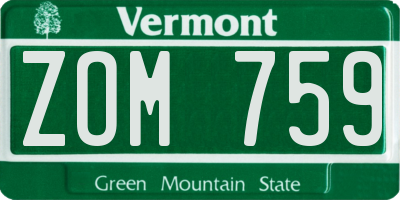 VT license plate ZOM759