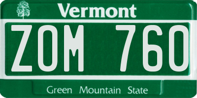 VT license plate ZOM760