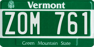 VT license plate ZOM761