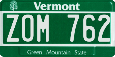 VT license plate ZOM762
