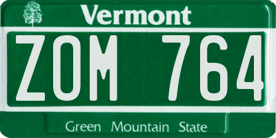 VT license plate ZOM764