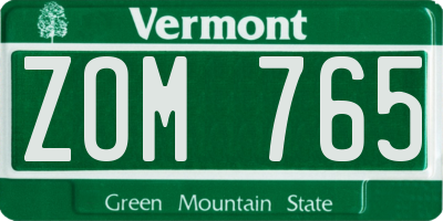 VT license plate ZOM765
