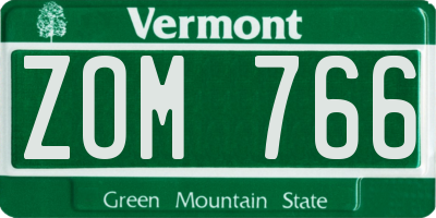 VT license plate ZOM766