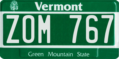 VT license plate ZOM767